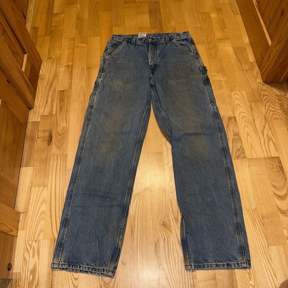 Carhartt Distressed Original Fit Carpenter Cargo Jeans Size 33 X 34 B237 Flaws